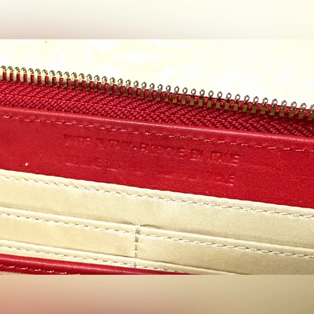 Valentina Red Italian Leather Zip Around Accordion Wallet Made in Italy